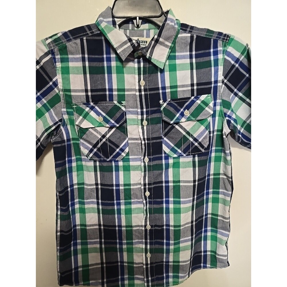 Urban Pipeline Short Sleeve Button Up BLUE /GREEN Plaid Shirt XLARGE BOYS